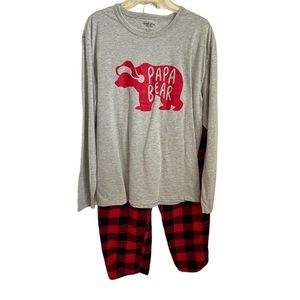 North Pole Papa Bear 2pc Buffalo Plaid Pajama Set - L